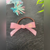 Bow Hair Band And Rubber Band 1pc Peach - EKAS0123 - 4
